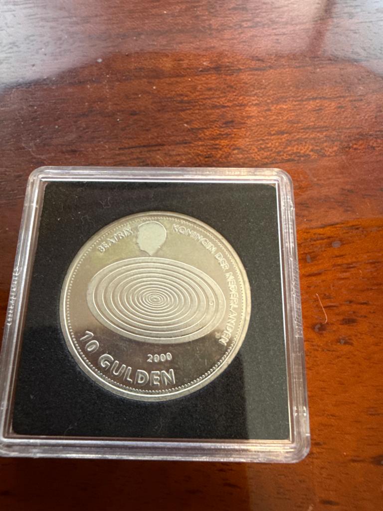 Zilveren 10 Gulden Munt Koningin Beatrix 1999 en 2000, Postzegels en Munten, Munten | Nederland, Koningin Beatrix, Zilver, 10 gulden