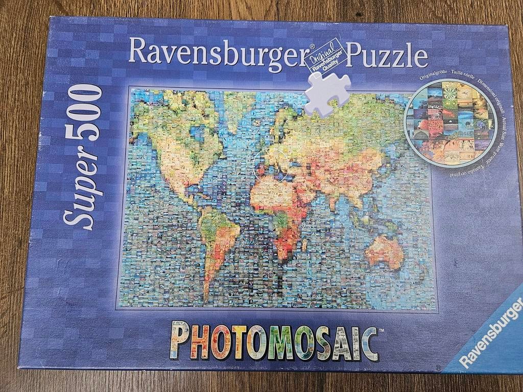 Ravensburger FOTOMOSAIC Super 500 Wereldkaart Puzzel, Hobby en Vrije tijd, Denksport en Puzzels, Ophalen of Verzenden, 500 t/m 1500 stukjes