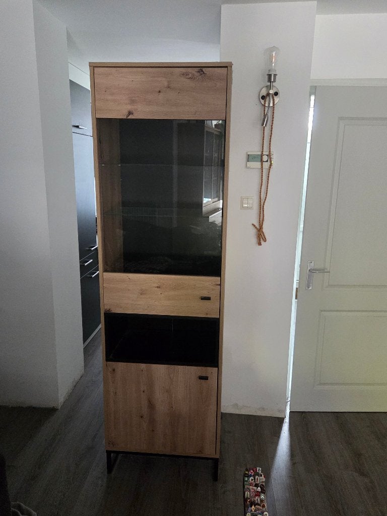 Vitrinekast, Huis en Inrichting, Kasten | Vitrinekasten, Ophalen, Met deur(en), Eikenhout, 50 tot 100 cm