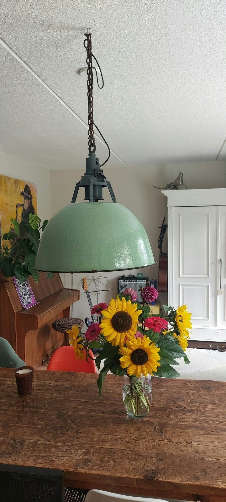 Industriële, stoere hanglamp, Ophalen of Verzenden, Metaal, Industriële fabriekslamp