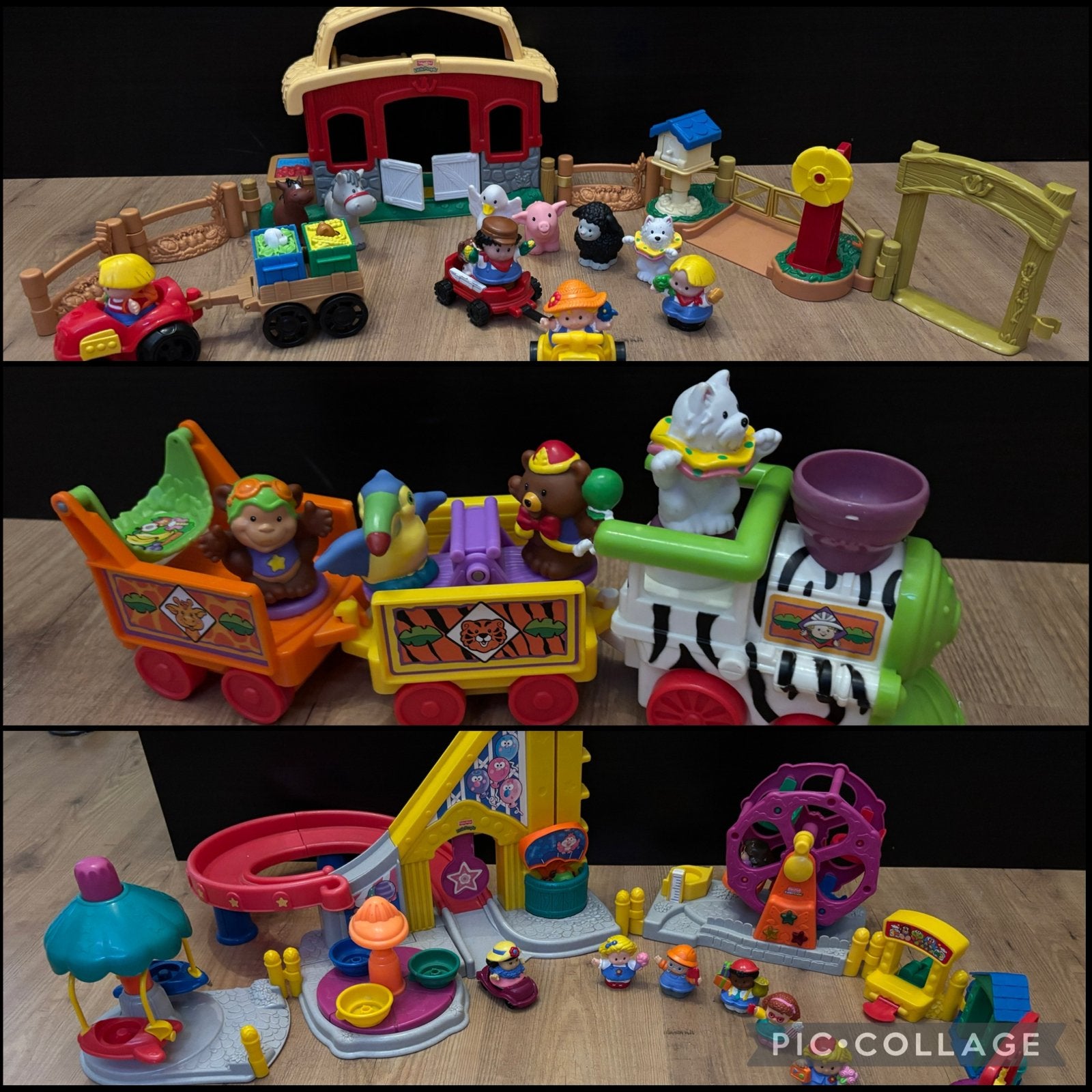 Little people set: Boerderij, Trein & Kermis, Ophalen, Gebruikt, Speelset