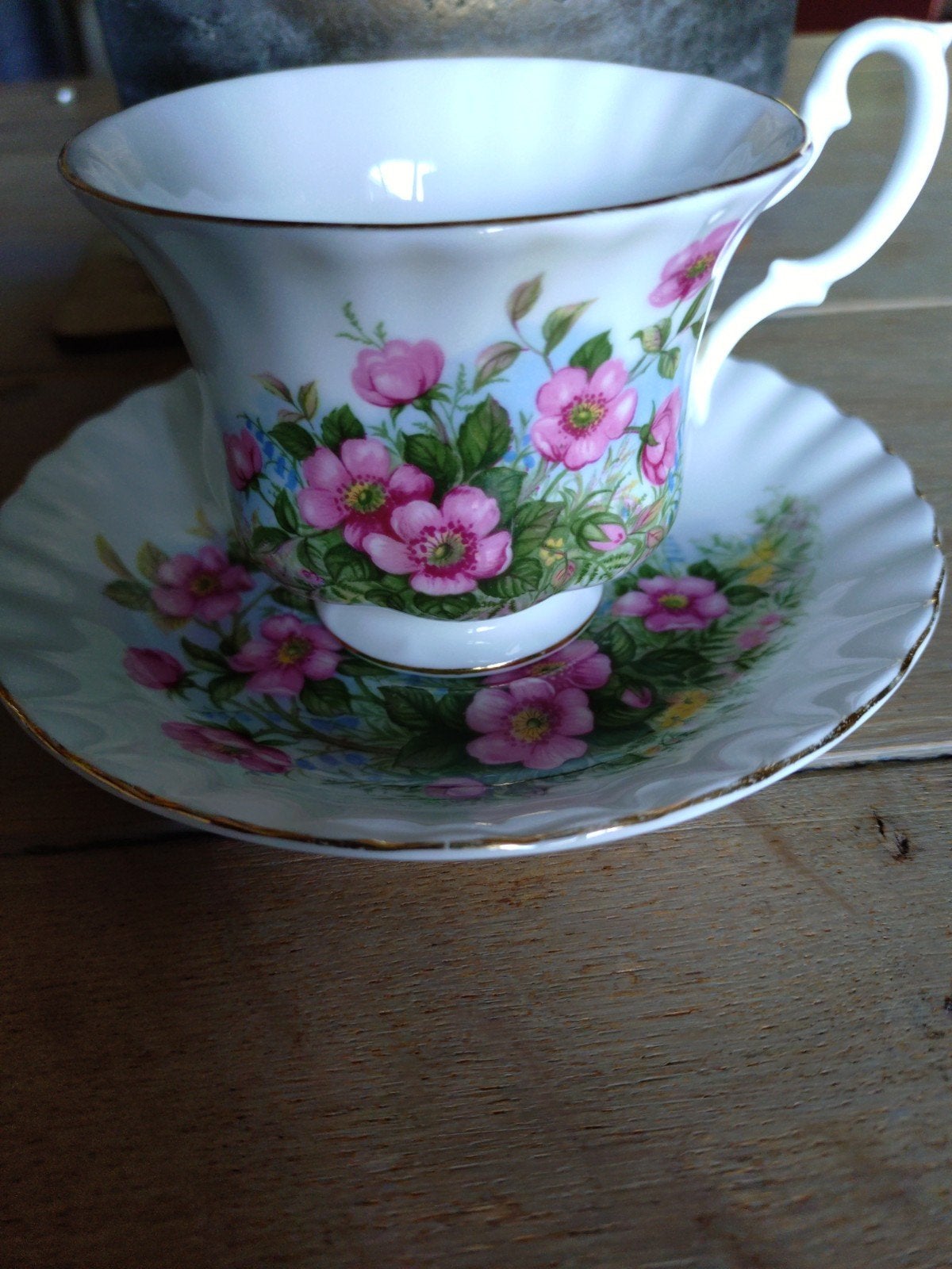 Royal Albert Bone China kop en schotel - Wild Roses, Ophalen of Verzenden