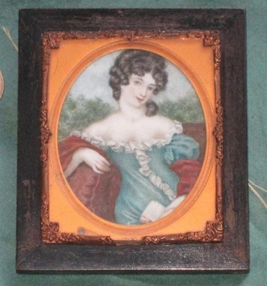 Miniatuur schilderij portret van een dame, Antiek en Kunst, Ophalen of Verzenden