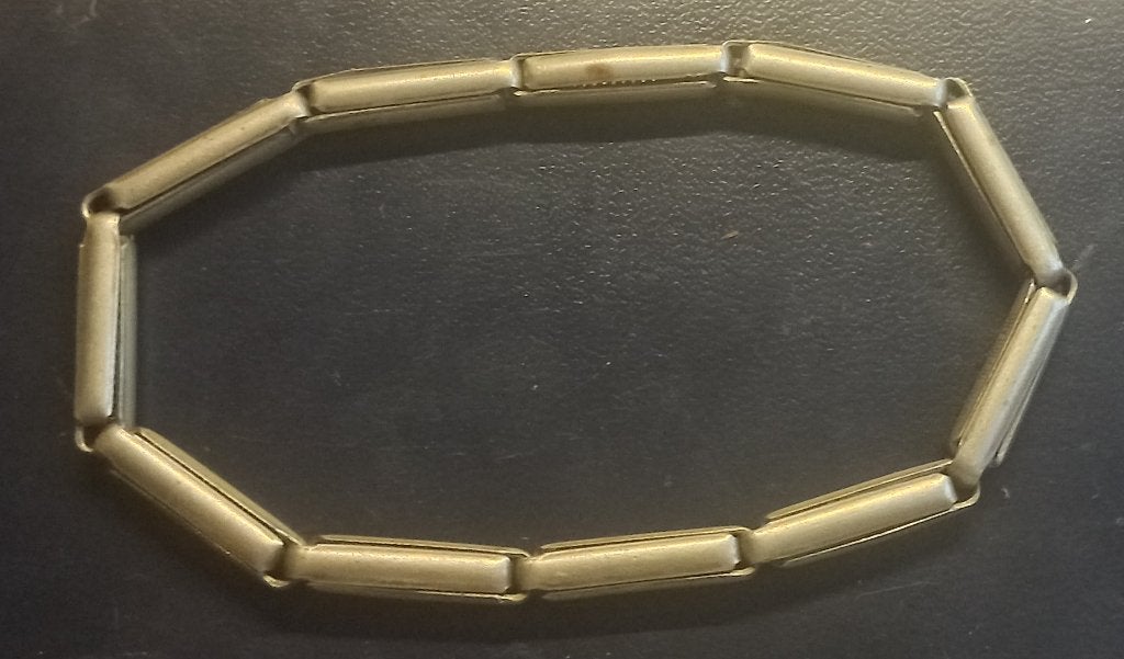 Vintage metalen rekarmband, Ophalen of Verzenden, Gebruikt, Zilver, Staal