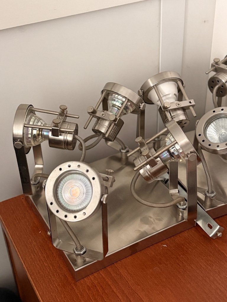 Plafondlamp chroom spots, Ophalen, Zilver, Gebruikt, Dimbaar