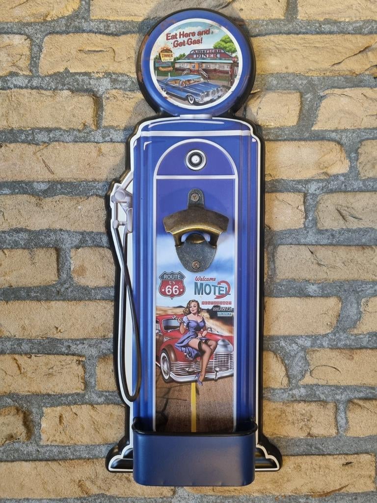 Wandopener Route 66 Benzinepomp Flesopener, Ophalen of Verzenden, Nieuw