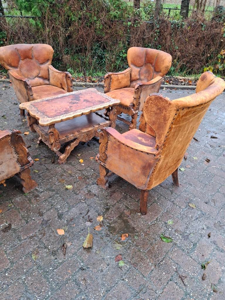 Apart jacht eethoek Tafel met 4 stoelen, Antiek en Kunst, Ophalen of Verzenden