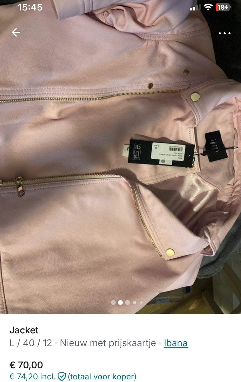 Ibanai roze leren jas - Nieuw met prijskaartje, Ophalen, Nieuw, Maat 42/44 (L), Roze