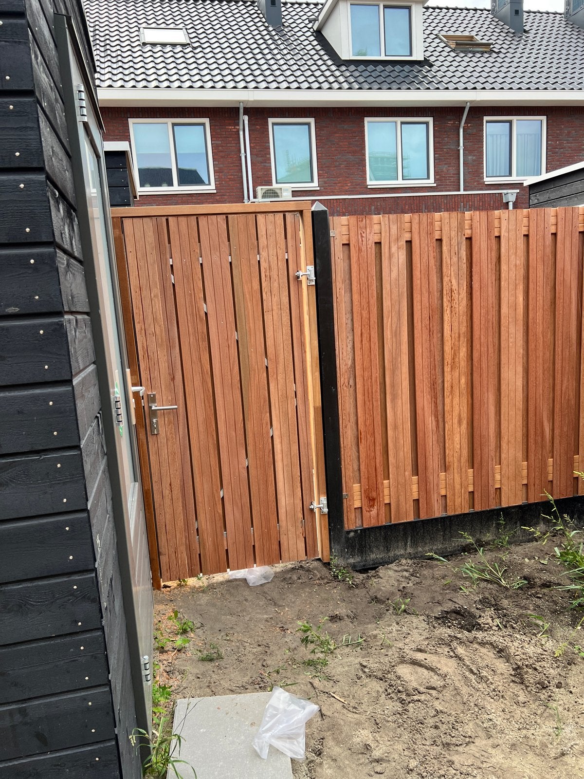 Hardhouten schutting inc. montage, 1 tot 2 meter, 6 meter of meer, Nieuw, Ophalen of Verzenden