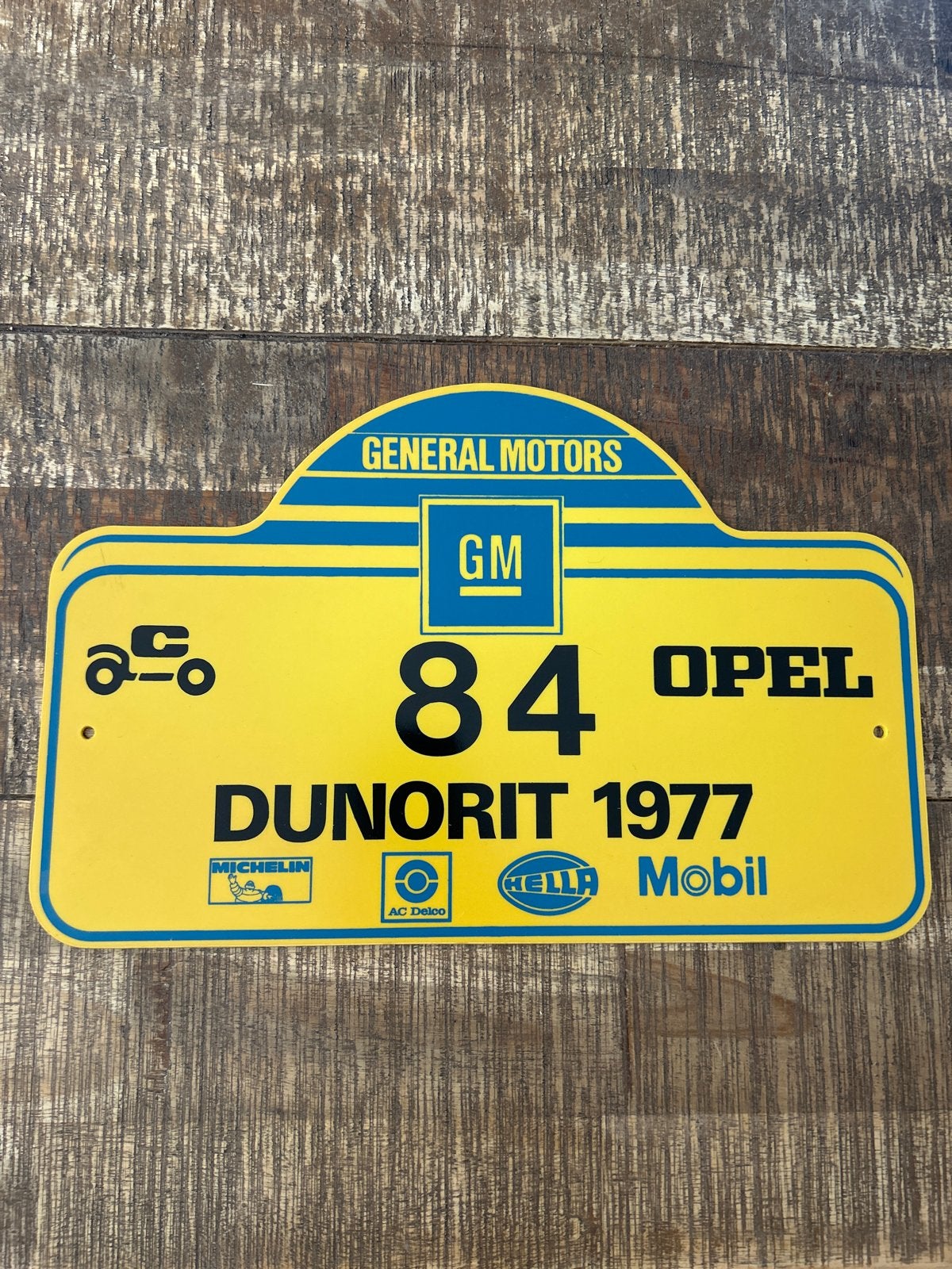 Vintage Opel Rally Plaat Dunorit 1977 - General Motors, Ophalen of Verzenden, Gebruikt