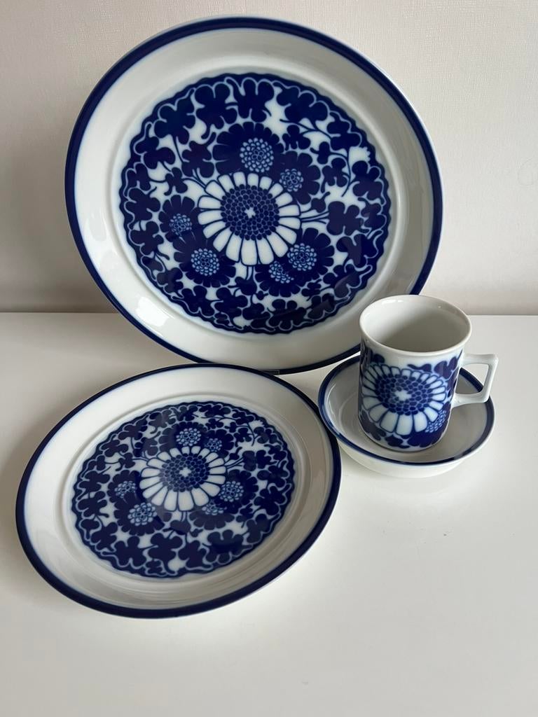 Porsgrund Marguerite Ontbijtset Porselein Blauw G. Rønning, Ophalen of Verzenden