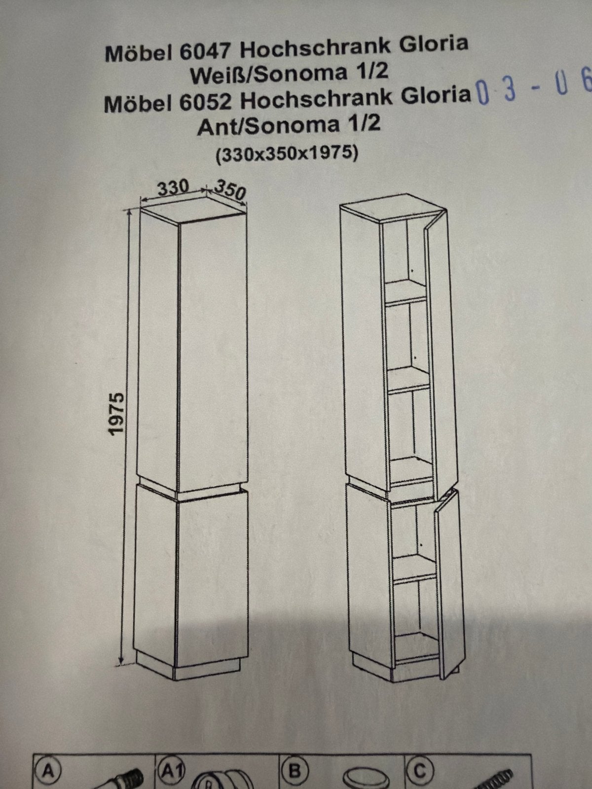 Nieuwe Livinity Hoogschrank Gloria Wit/Sonoma (33x35x197.5cm, Huis en Inrichting, Kasten | Kledingkasten, Ophalen, Minder dan 50 cm