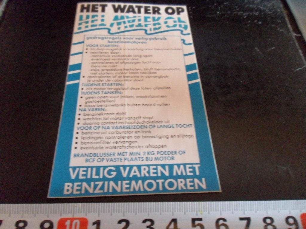 sticker veilig varen met benzinemotoren - het water op, Ophalen, Zo goed als nieuw