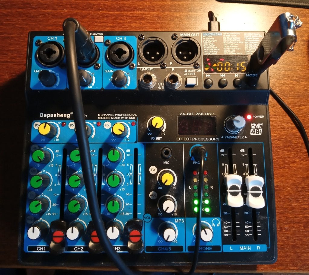 Depusheng 6-kanaals professionele mixer met USB. Nieuw!, Muziek en Instrumenten, Mengpanelen, Ophalen of Verzenden, Nieuw, 5 tot 10 kanalen