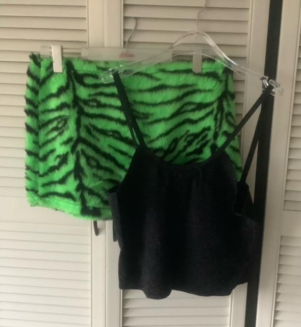 nieuwe carnavals kleding groen rokje met zwarte top maat 42, Carnaval, Maat 42/44 (L), Nieuw, Ophalen of Verzenden