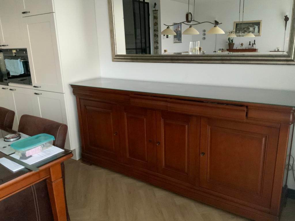 Kersenhouten dressoir 2,20 meter prijs daar komen we uit, Huis en Inrichting, Kasten | Dressoirs, Ophalen, Zo goed als nieuw, 200 cm of meer