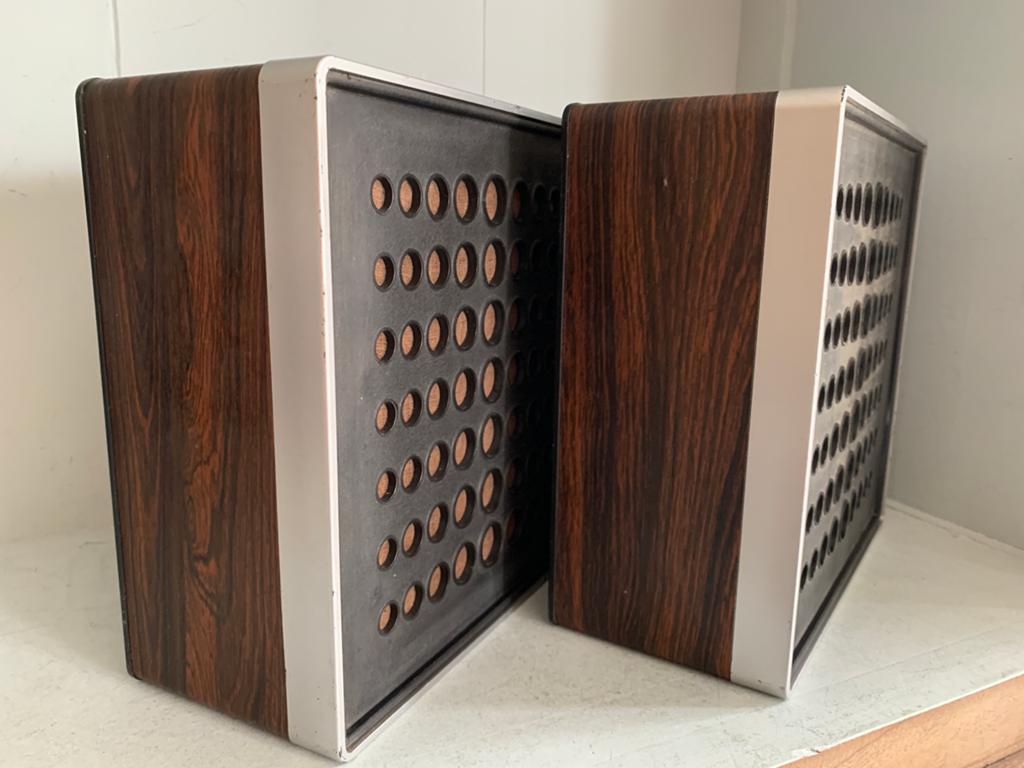 Philips AD 8080/X8 Vintage jaren ‘70 Dual Cone / Hout -8 Ohm, Audio, Tv en Foto, Luidsprekers, Front, Rear of Stereo speakers