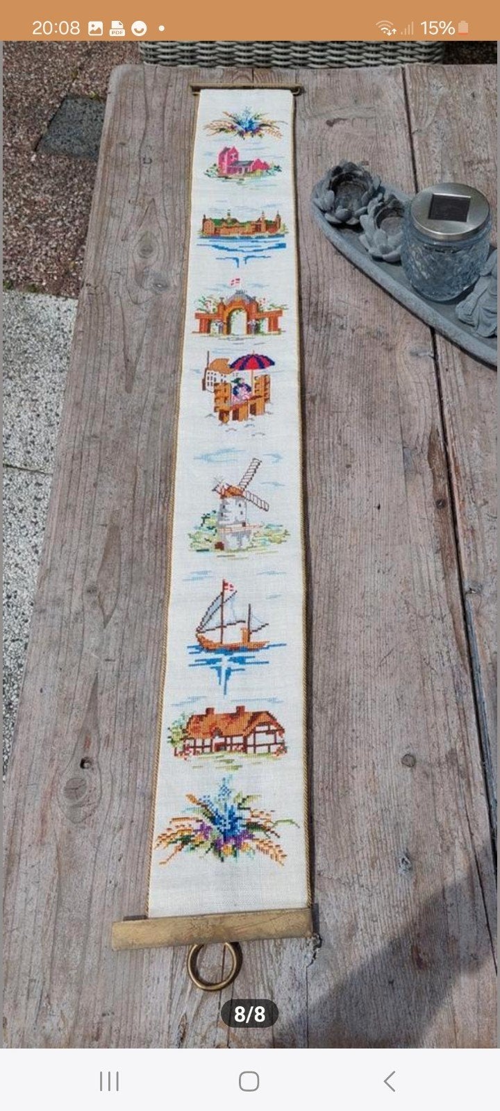 Vintage Schellekoord met Koperen Beslag - Scandinavisch, Ophalen of Verzenden