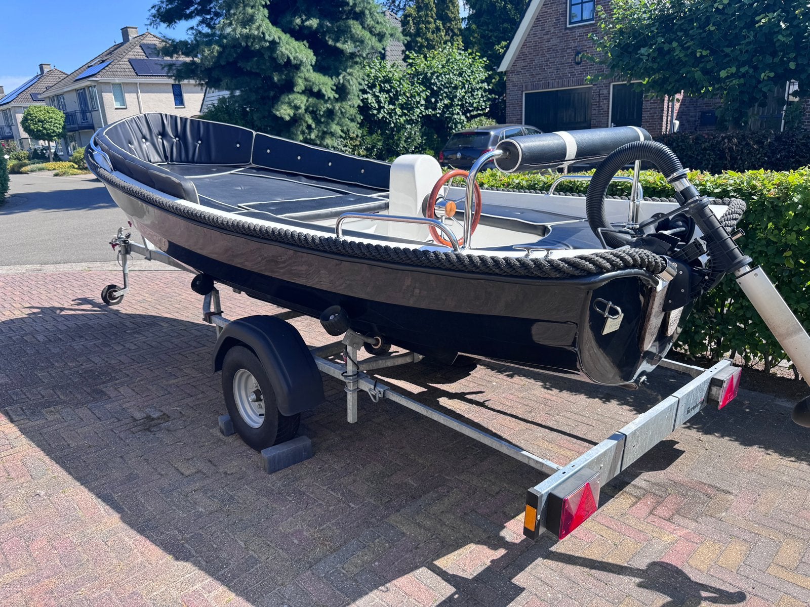 Juniko Sloep 460 met elektrische motor, Watersport en Boten, Sloepen, Gebruikt, Elektrisch, Buitenboordmotor, Overige merken