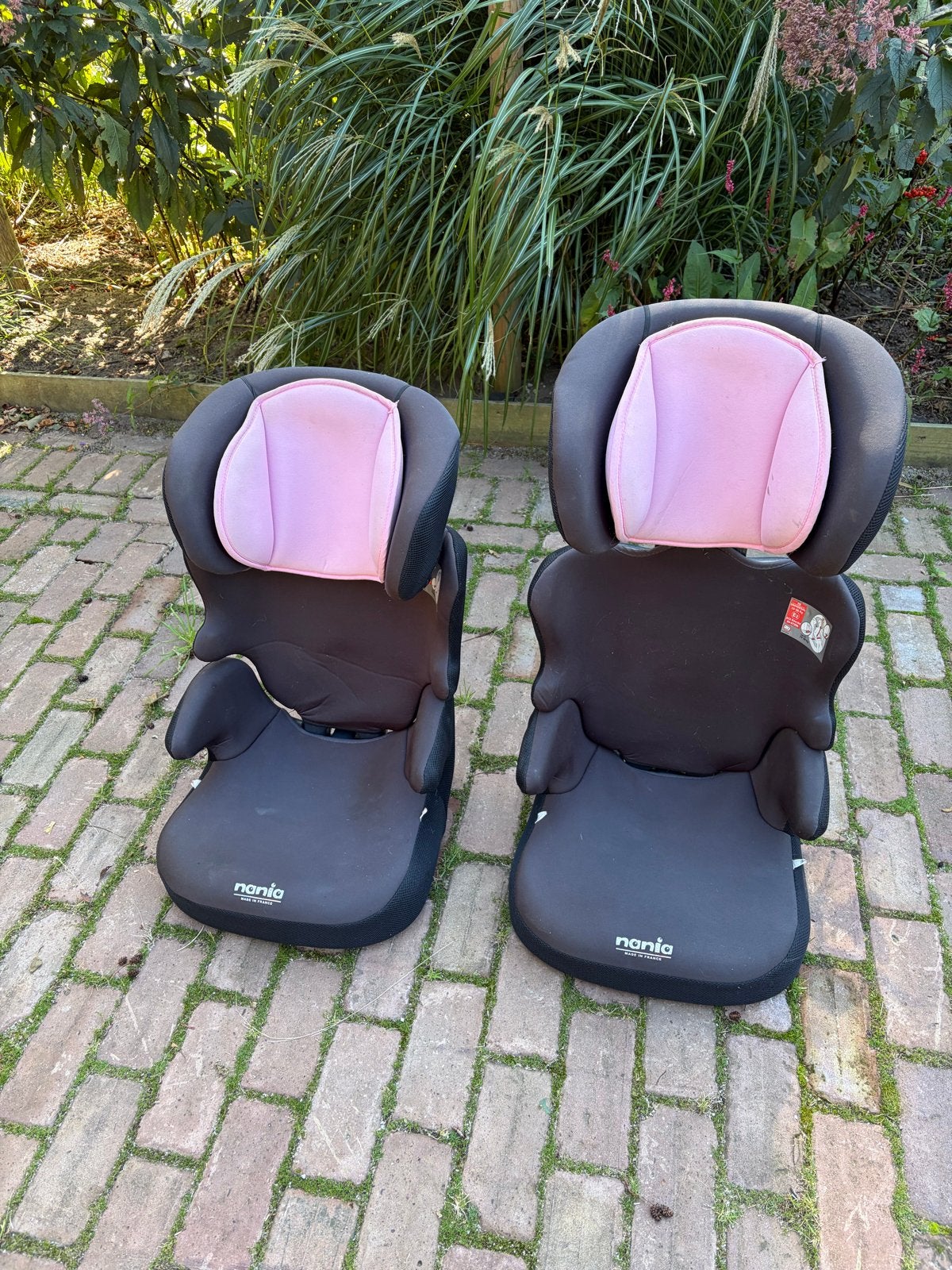 Twee Nania kinderzitjes auto 15-36 kg - Gebruikt, 15 t/m 36 kg, Afneembare rugleuning, Ophalen, Overige merken