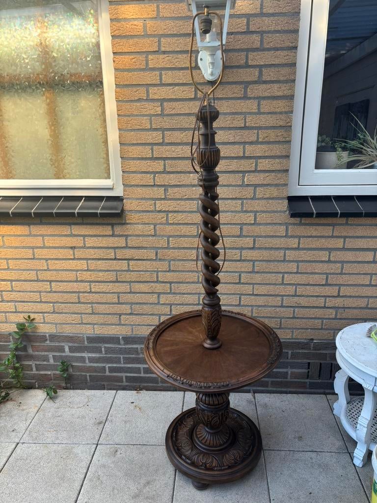 Massief eiken schemerlamp, Antiek en Kunst, Ophalen of Verzenden