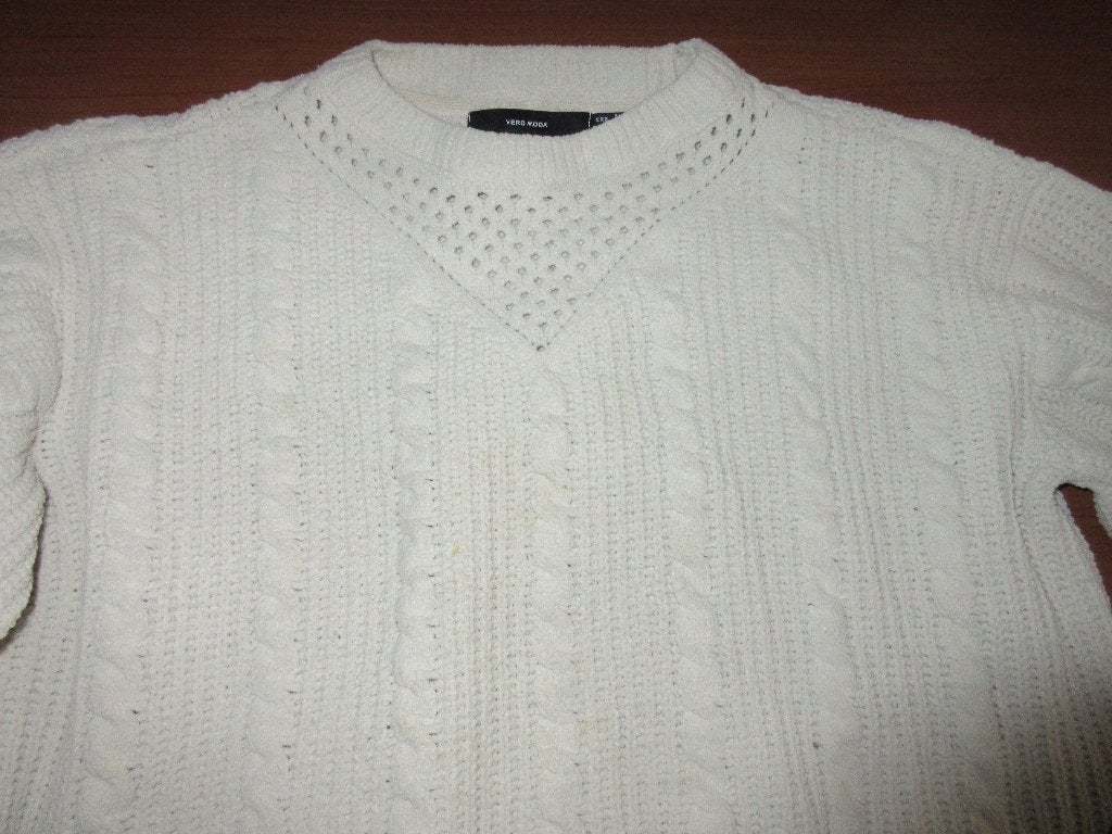 Écru gebreide trui met kabels en ajour van Vero Moda maat M, Vero Moda, Ophalen of Verzenden, Zo goed als nieuw, Maat 38/40 (M)