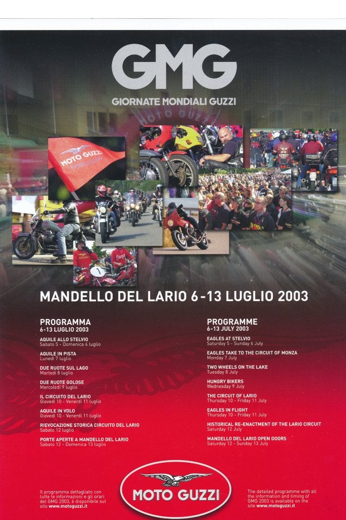 Moto Guzzi factory meeting 2003 program, NEW rare BRAND NEW, Ophalen of Verzenden, Nieuw, Motoren