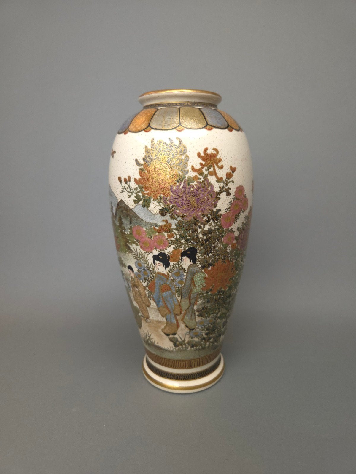 satsuma vaas japans aardewerk meiji periode geisha, Verzenden