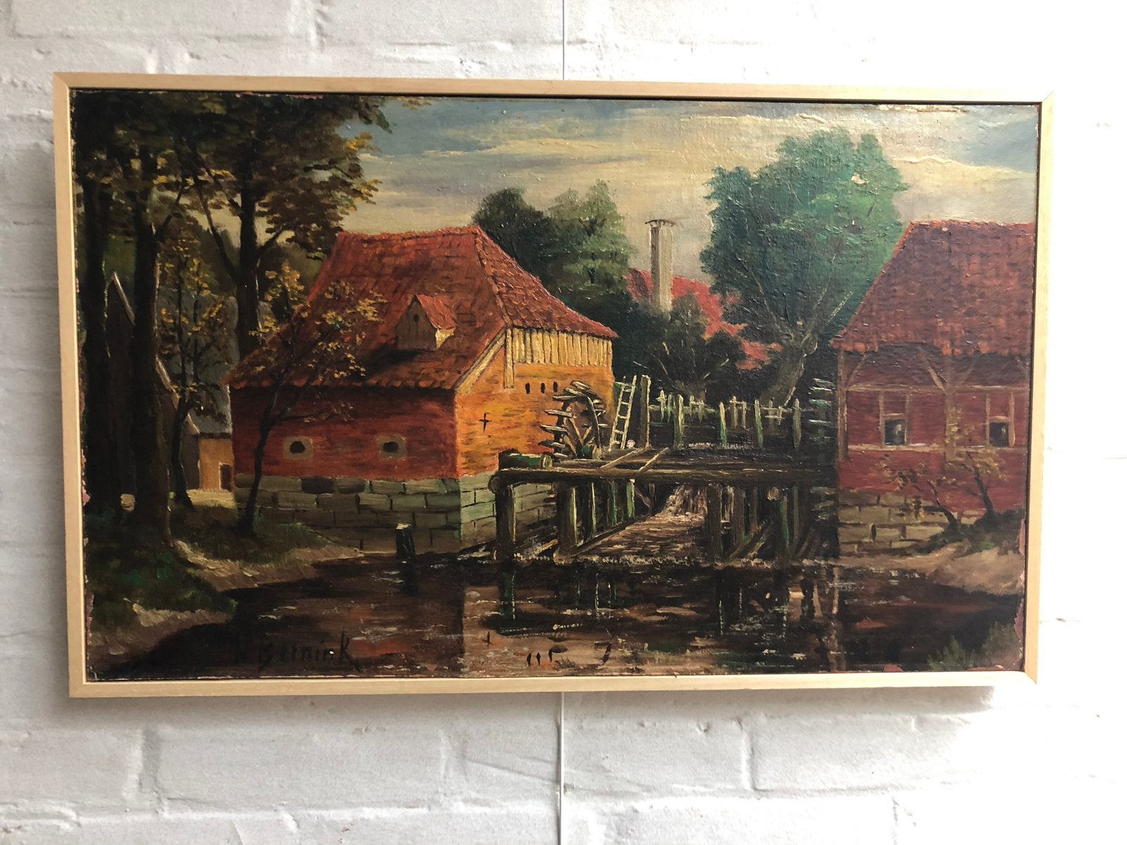 Orgineel werk van Nicolaas (Klaas) Bernink  , Oud hollands, Ophalen of Verzenden, Olieverf, Papier