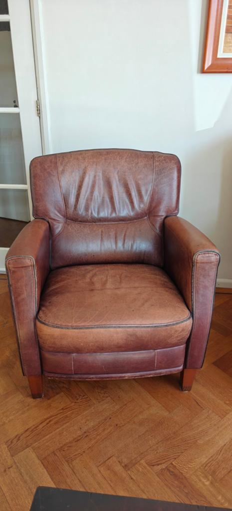 Schapenlederen fauteuil - Warm bruin, Ophalen, Gebruikt, 75 tot 100 cm, Klassiek, Landelijk