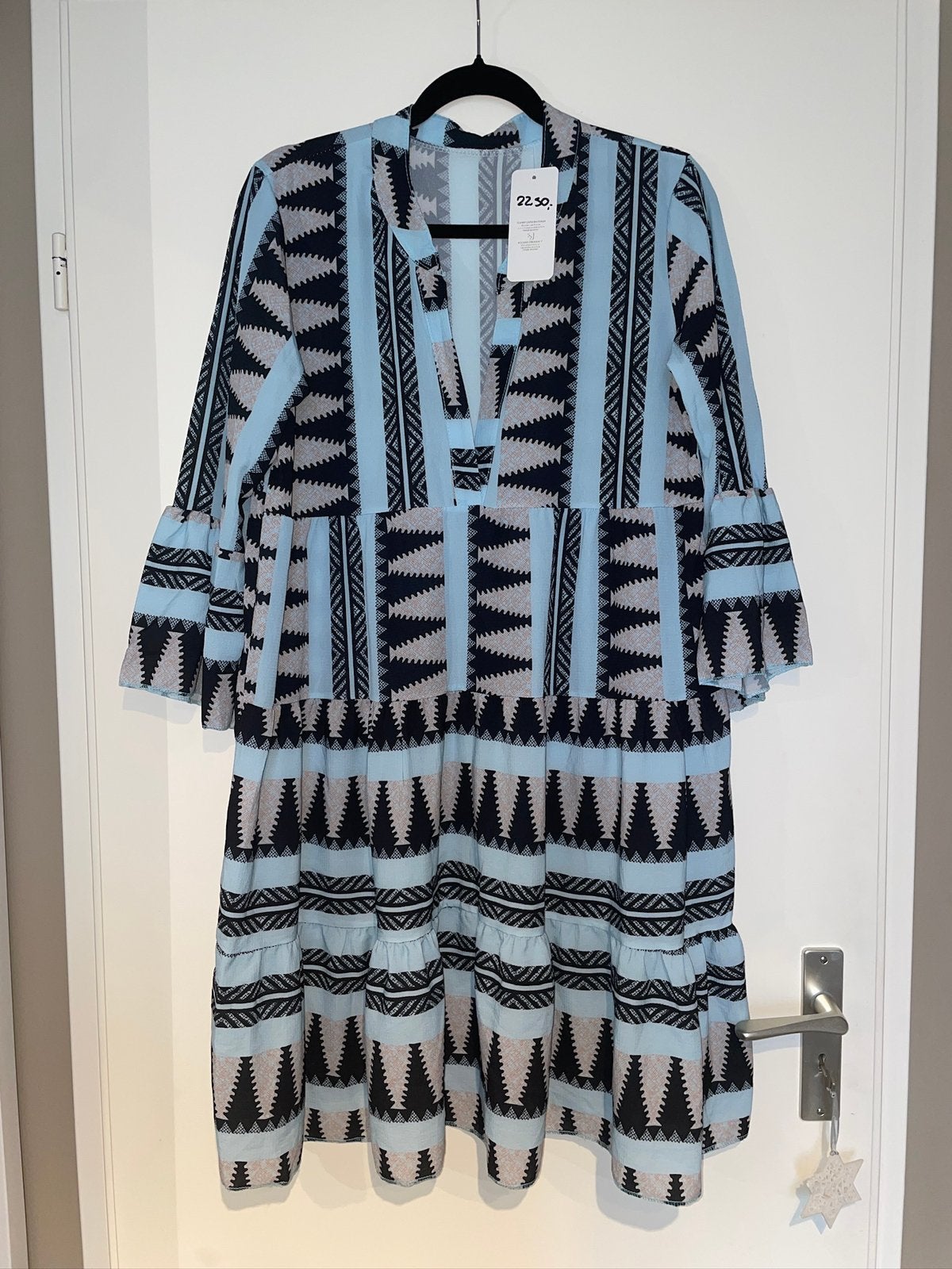 dames turquoise ibiza boho tuniek blouse mt 42, Kleding | Dames, Ophalen of Verzenden, Zo goed als nieuw, Maat 42/44 (L), Blauw