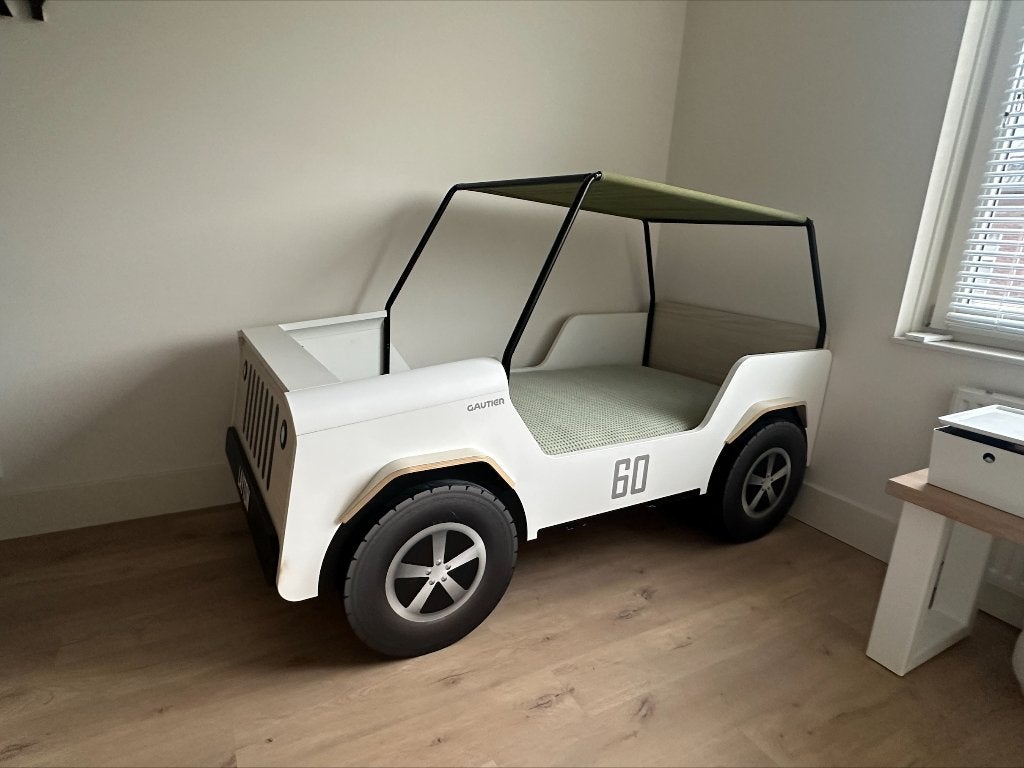 Kinderbed, Safari Jeep, Ophalen, 85 tot 100 cm, Zo goed als nieuw, Lattenbodem