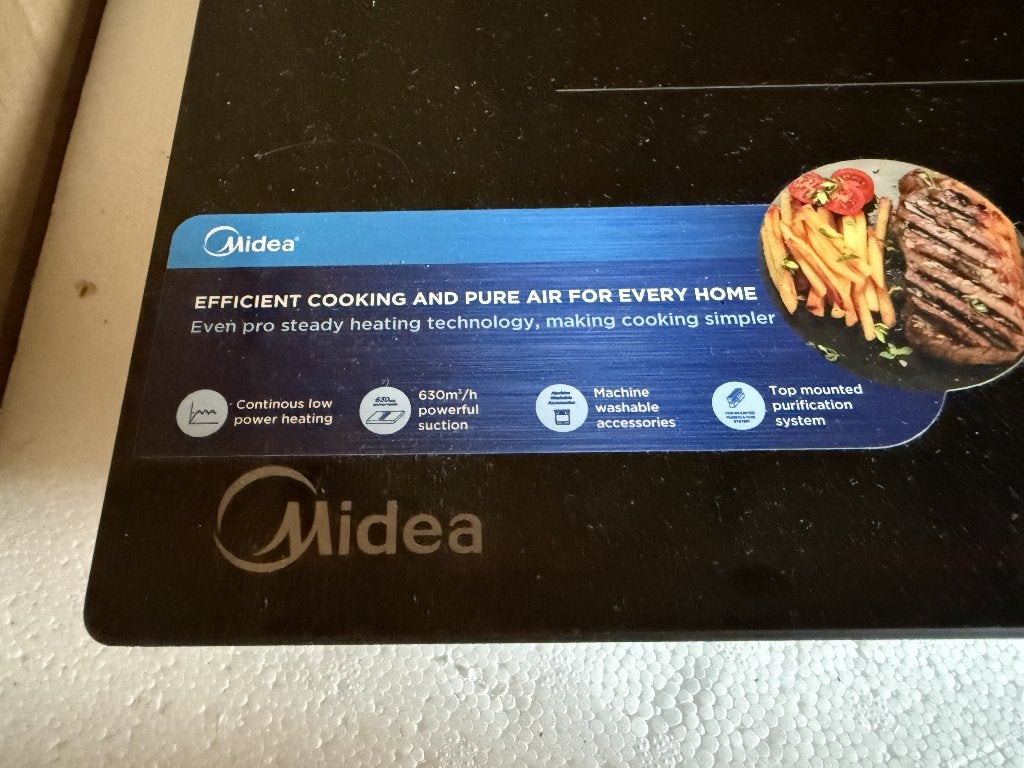 Midea Inductiekookplaat met afzuiging - 52x79 cm, Ophalen, Nieuw, 4 kookzones, Inbouw