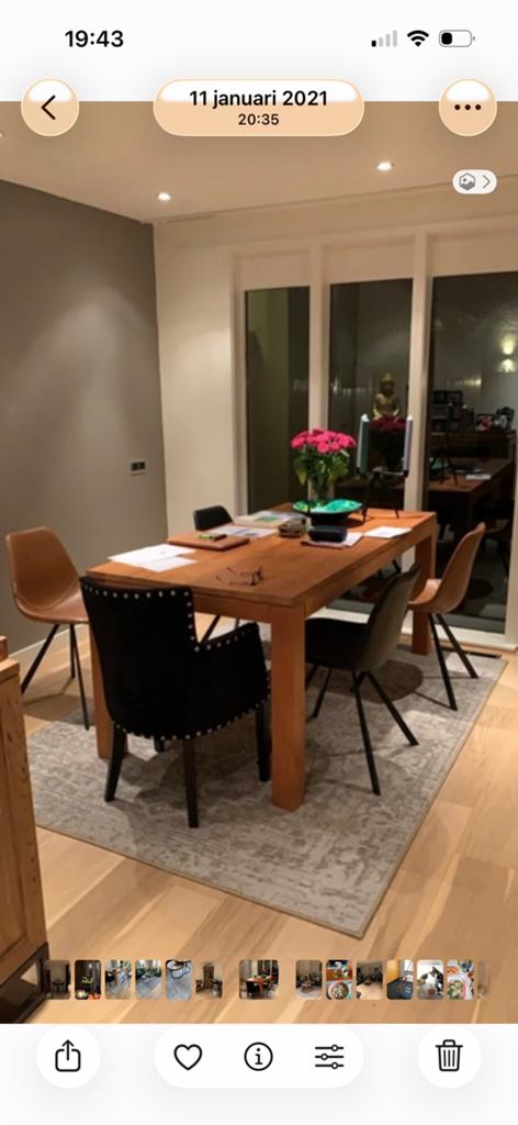 Massief teakhouten eettafel, 200 cm of meer, Zo goed als nieuw, Rechthoekig, 50 tot 100 cm