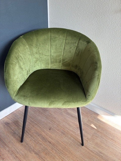 (Eetkamer) stoel groen velvet / fauteuil, Ophalen, Zo goed als nieuw, Overige kleuren, Twee
