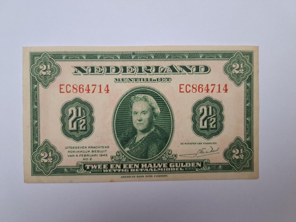 2,5 gulden 1943 reguliere serie, Verzenden, 2½ gulden, Los biljet