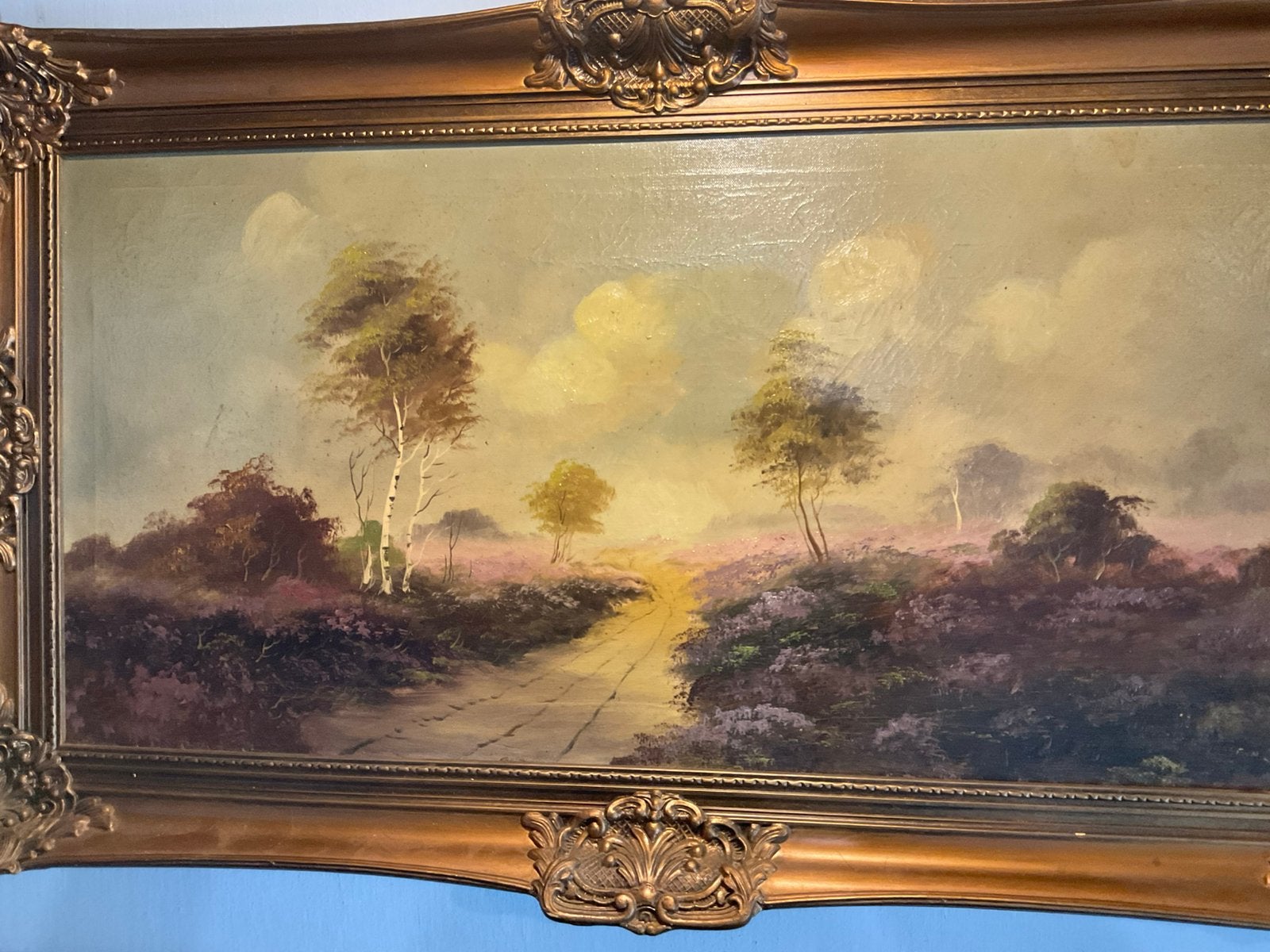 Oud Heidelandschap olieverf op linnen, Antiek en Kunst, Ophalen of Verzenden