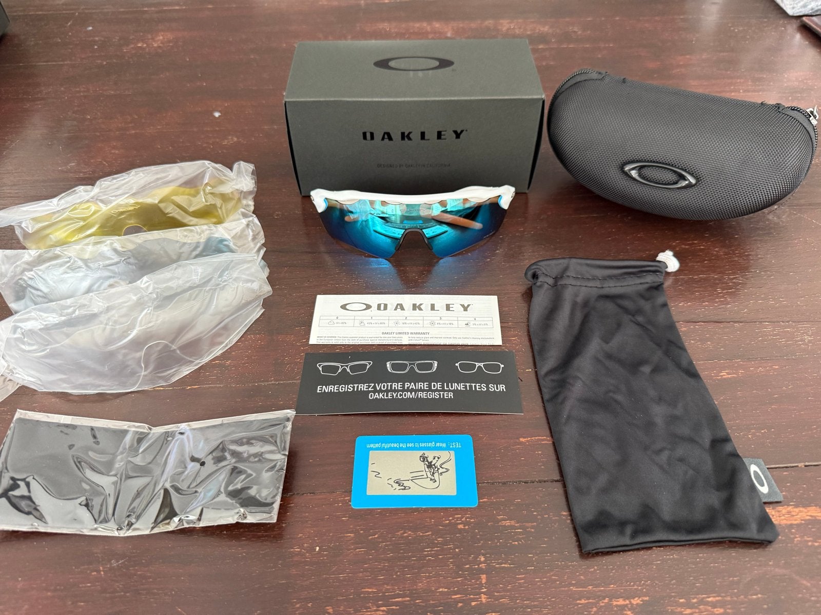 Oakley Radar EV Path Prizm Sapphire OO9208-04 + extra lenzen, Zonnebril, Wit, Nieuw, Ophalen of Verzenden