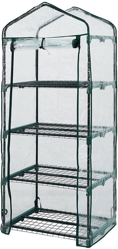 Compacte Kweekkas met 4 Planken - Ideaal voor Starters, Folie, Ophalen, Staal, Kweekkas