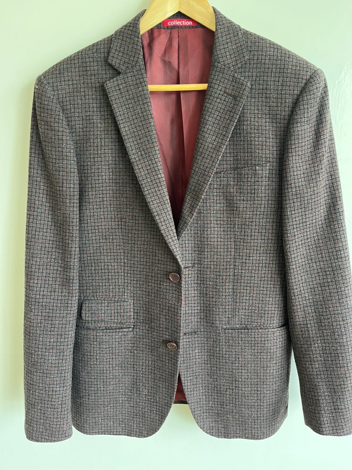 Wollen colbertje bordeau, Kleding | Heren, Kostuums en Colberts, Ophalen of Verzenden, Zo goed als nieuw, Maat 48/50 (M), Overige kleuren