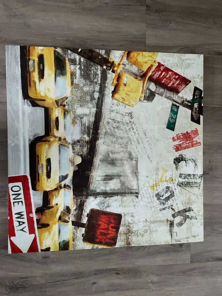 Schilderij Yellow Cabs New York 80x80 cm, Ophalen of Verzenden