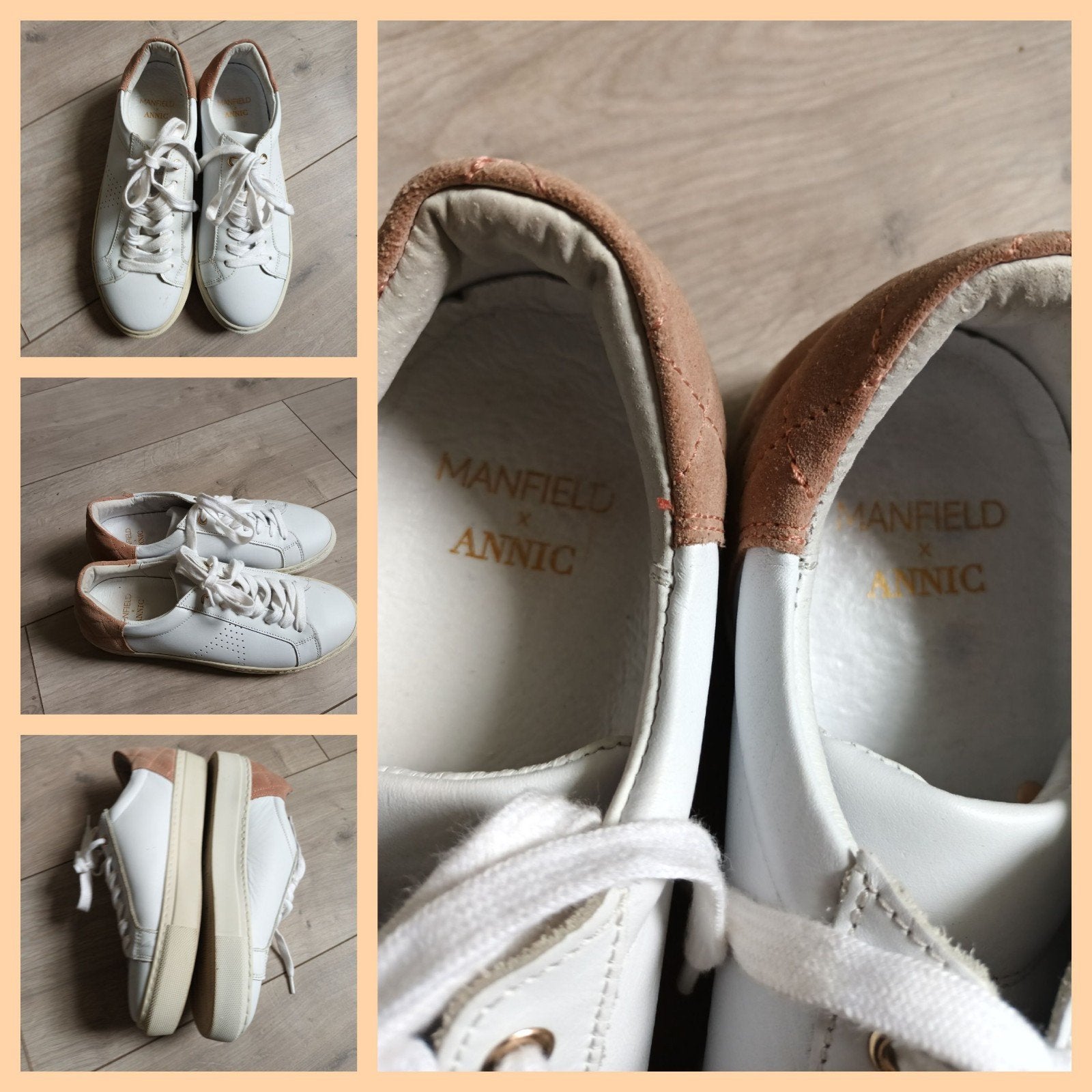 Manfield x Annic sneakers, wit met beige accenten, Wit, Ophalen of Verzenden, Sneakers of Gympen, Manfield x Annic