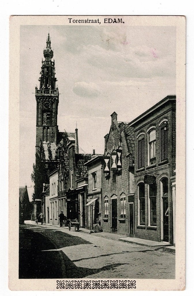Edam jaren '30. De Torenstraat (handkar)., Ophalen of Verzenden, 1920 tot 1940, Ongelopen, Noord-Holland