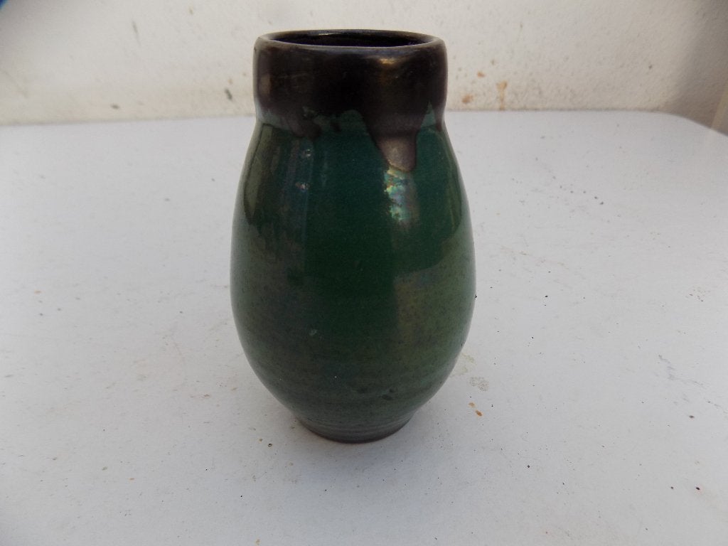 Vintage vaasje groen retro fat lava jaren 60, Ophalen of Verzenden, Gebruikt, Steen/keramiek