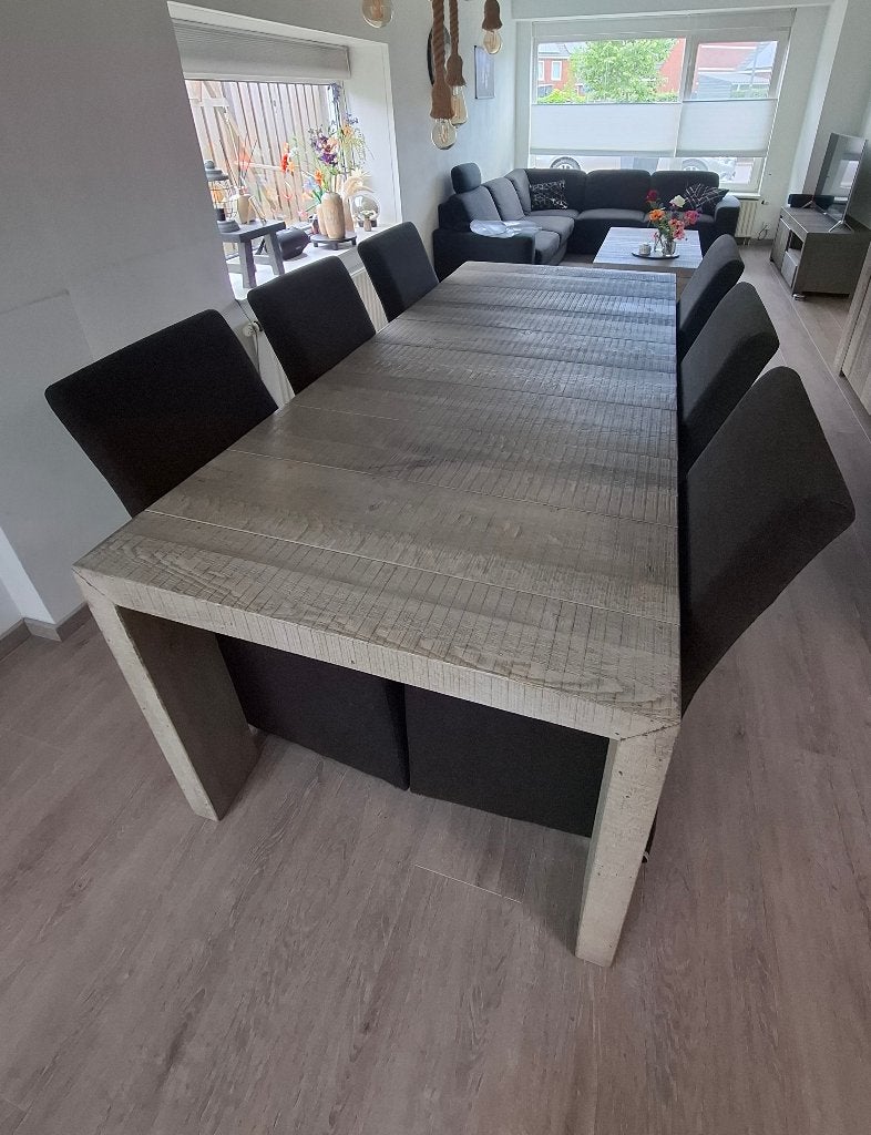 Eettafel incl. 6 stoelen en een salontafel, Huis en Inrichting, Ophalen, 200 cm of meer, 50 tot 100 cm, Zo goed als nieuw
