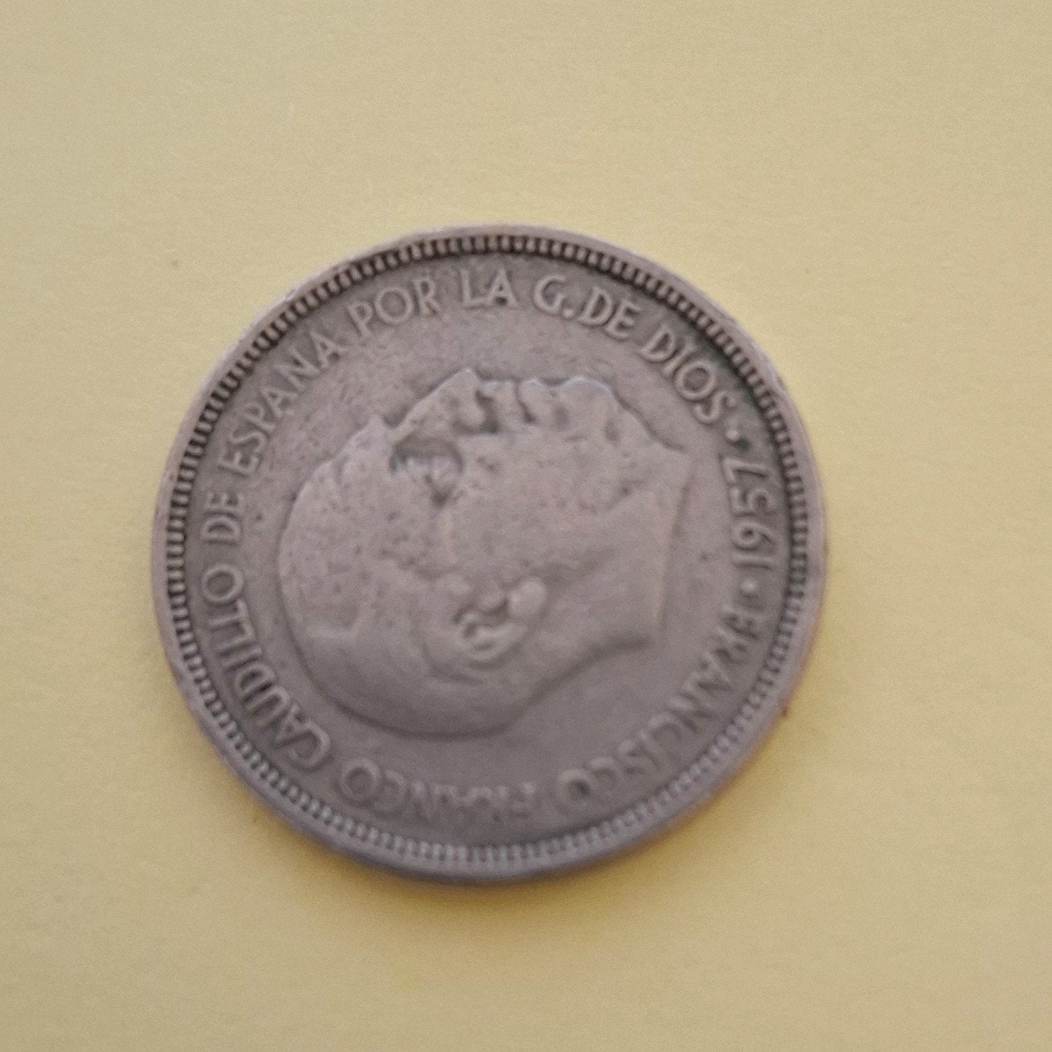 Zeldzame Spaanse 5 Pesetas munt uit 1957, Ophalen of Verzenden