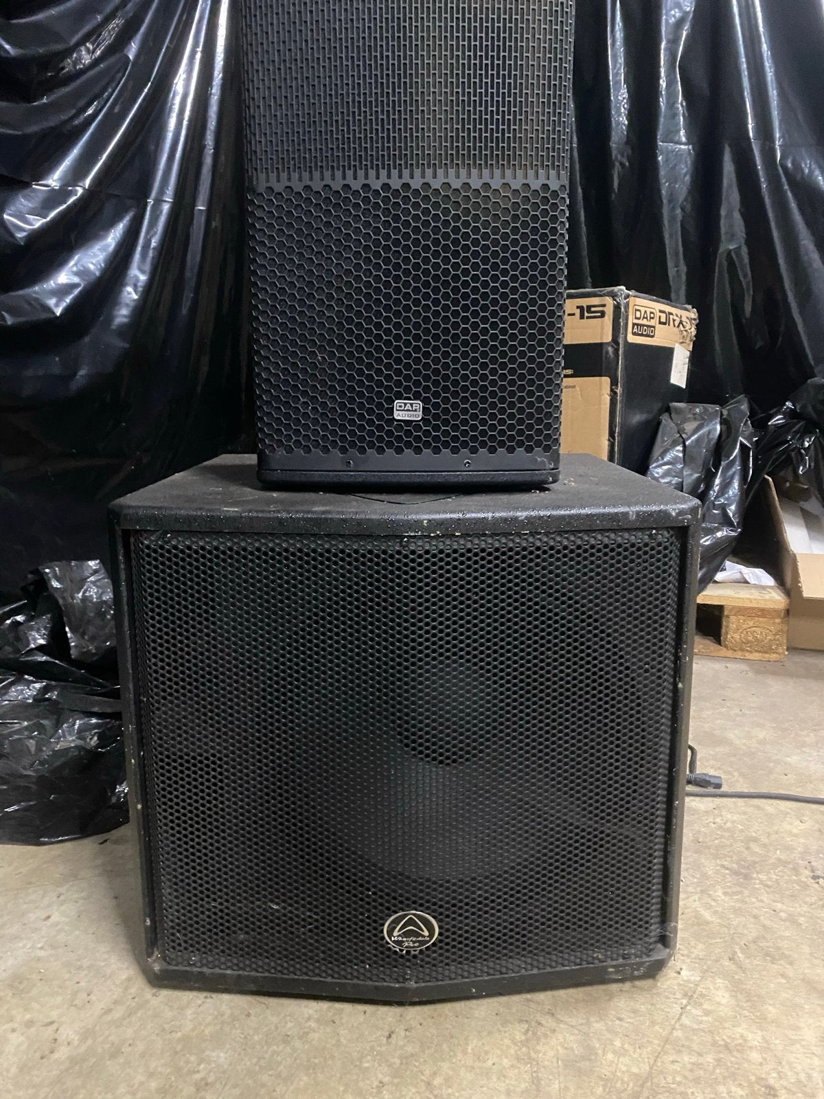 Complete speaker set met extra toebehoren en verlichting, Ophalen, Gebruikt, Dj-set, Overige merken