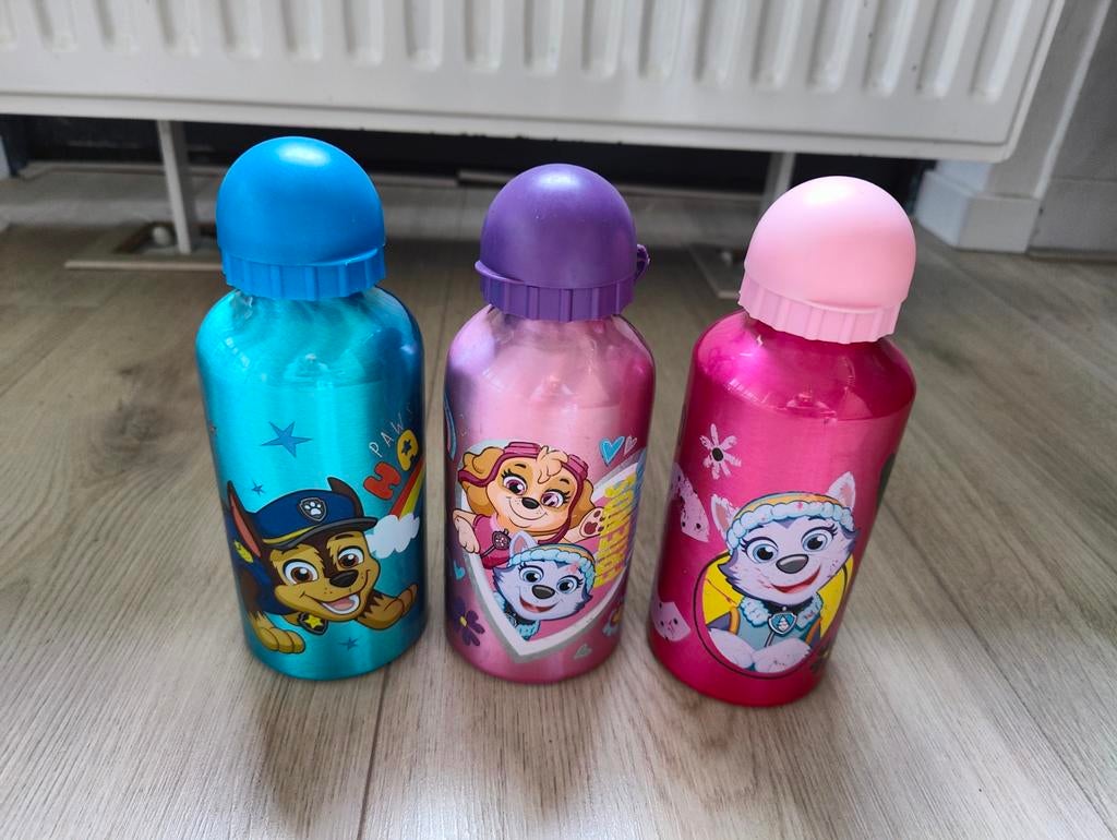 Paw Patrol drinkflessen & Disney Frozen broodtrommel, Ophalen of Verzenden, Zo goed als nieuw