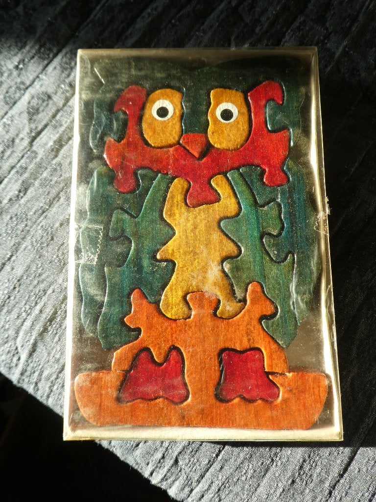 Houten uil puzzel - Flevo Toys, Gebruikt, 10 tot 50 stukjes, Ophalen of Verzenden, Van hout