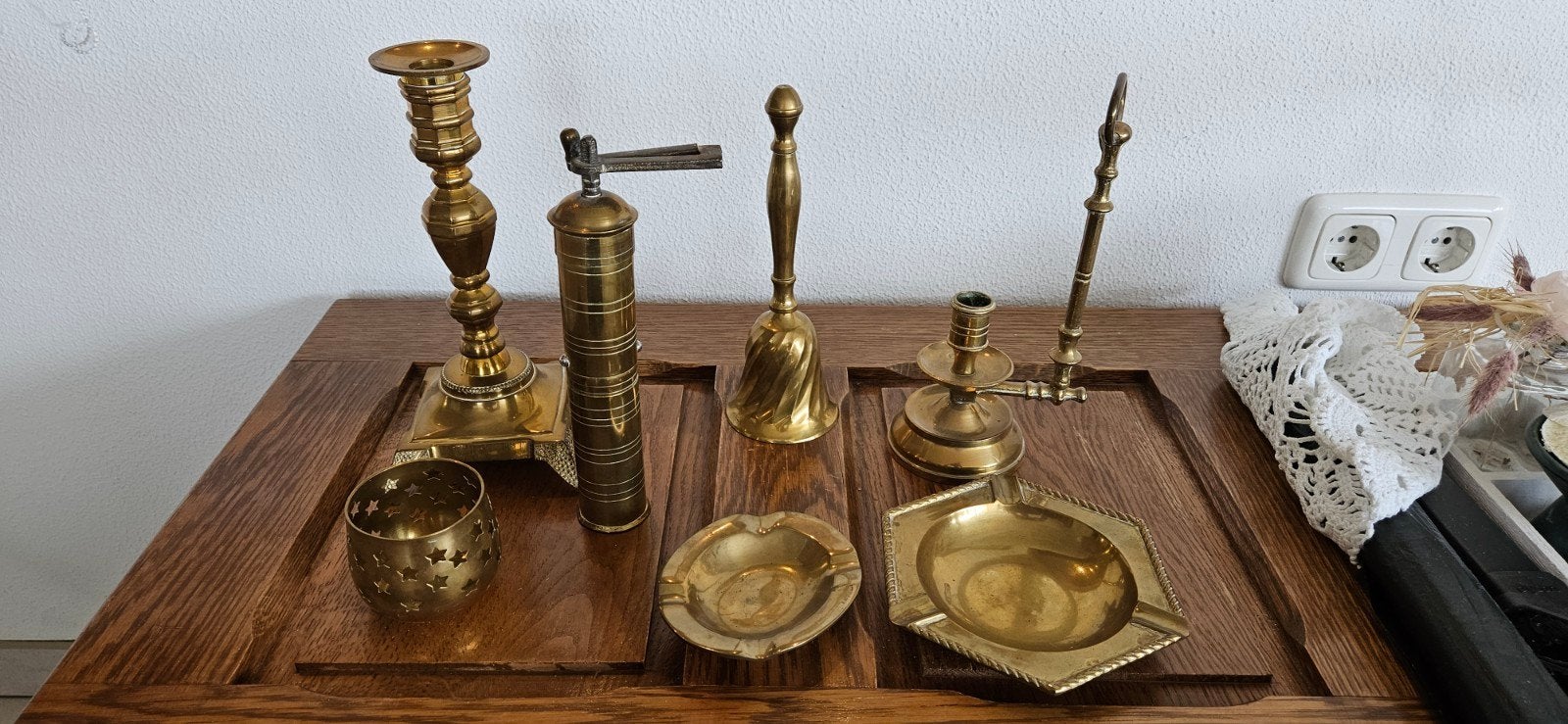 Verzameling van diverse messing en koperen objecten, Antiek en Kunst, Ophalen
